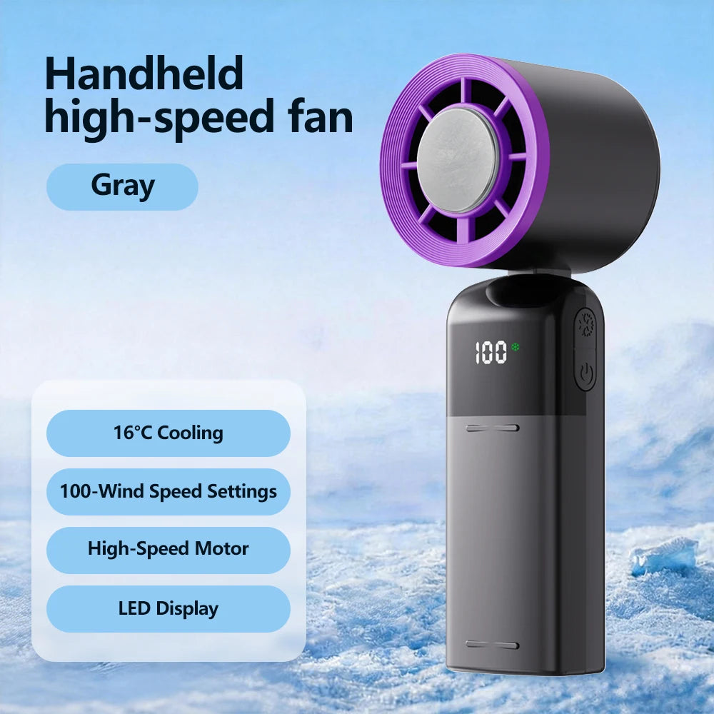 New Handheld Portable Cooling Fan 120 Speeds Adjustable Refrigeration Quite Mini Turbo Fan Type-C High Speed Cold Compress Fan