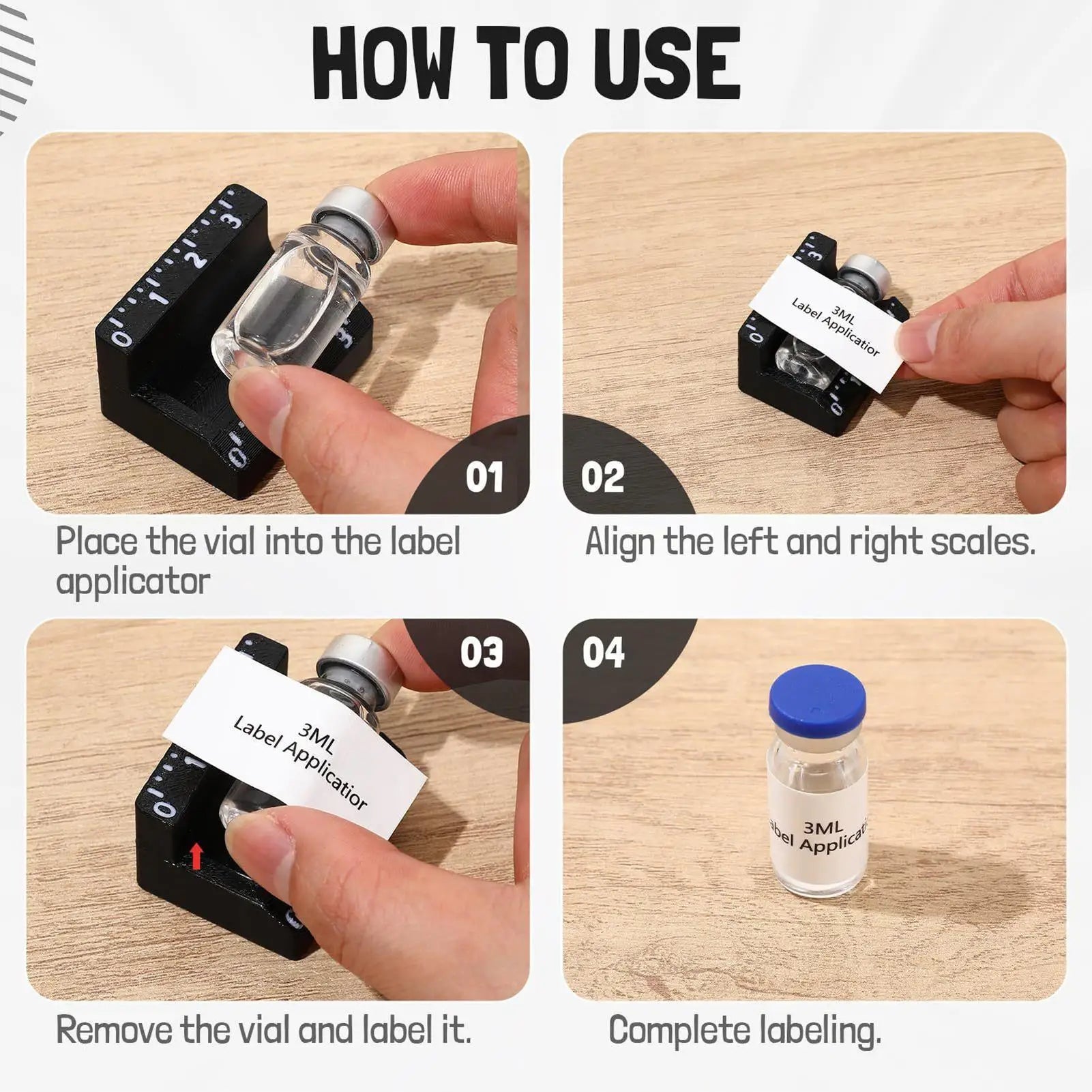 3ml/10ml Vial Label Applicator Easy Alignment Precise Application Sticker Alignment Tool Time-Saving Reusable Labeling Tools