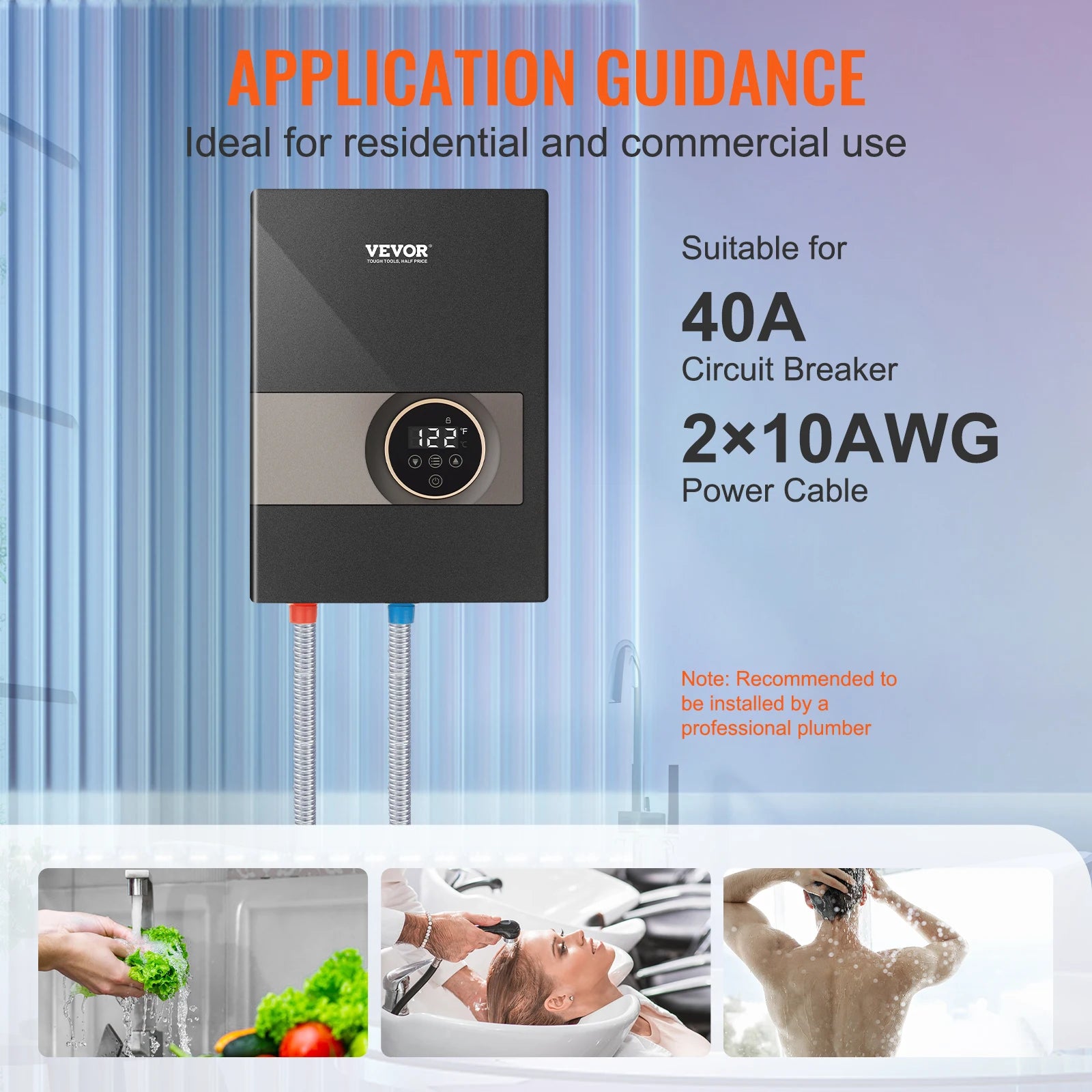 SucceBuy Instant Water Heater 8/13.8/18kw On Demand Electric  Water Boiler Digital Temperature Display & Easy Installation