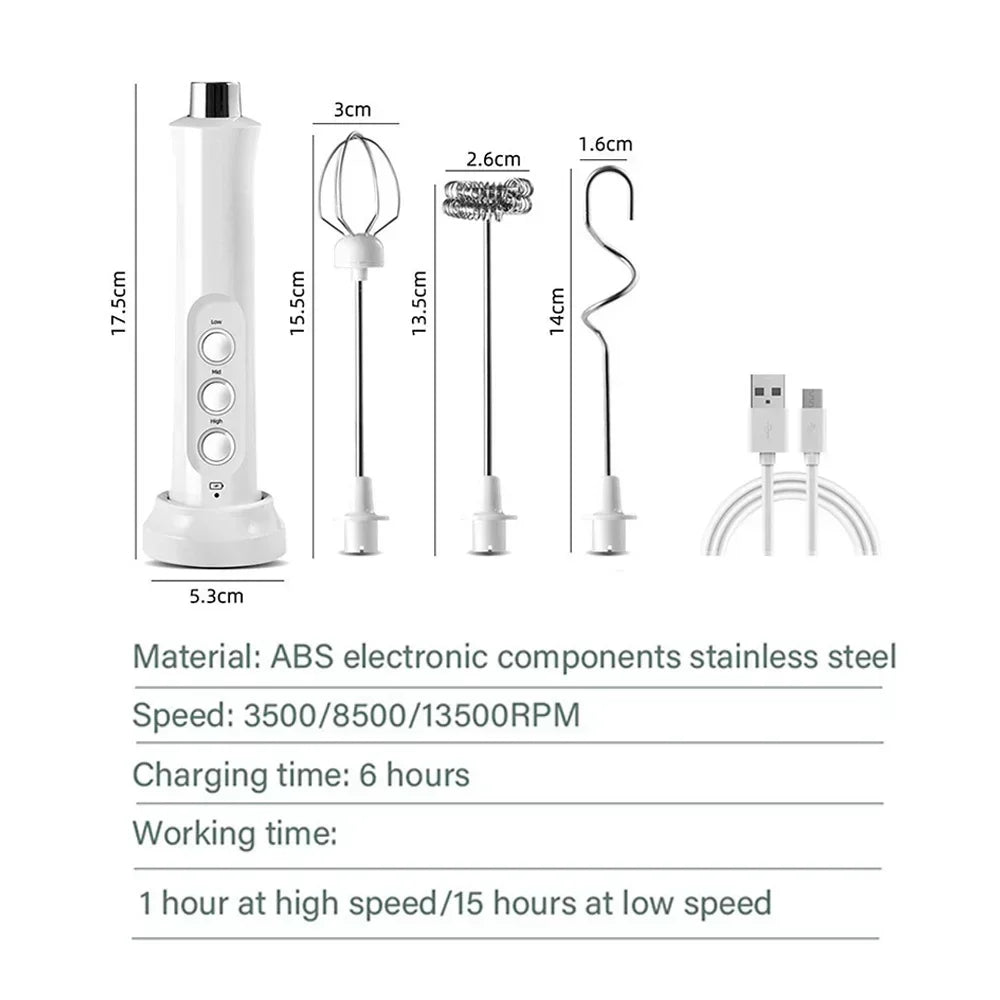 USB Rechargeable Milk Frother Mini Handheld Electric Foam Maker 3 Speed Whisks For Latte Cappuccino Coffee Drink Mixer Stainless Steel Egg Beater Hot Chocolate Blender Kitchen Gadgets Tools For Home Use