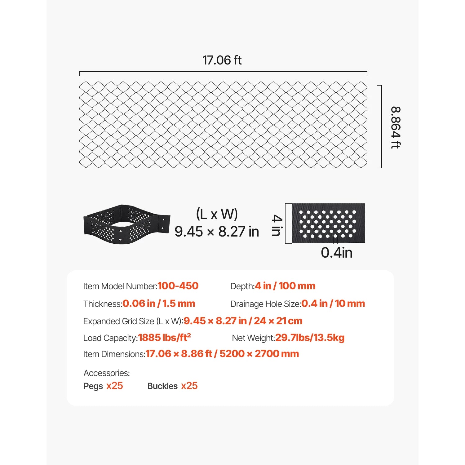 SucceBuy Gravel Grid 2Inch Depth 16.4x6.5FT/5000x1980mm 1880 LBS Per Sq ft Permeable Geo Grids Driveway Stabilization for Patio