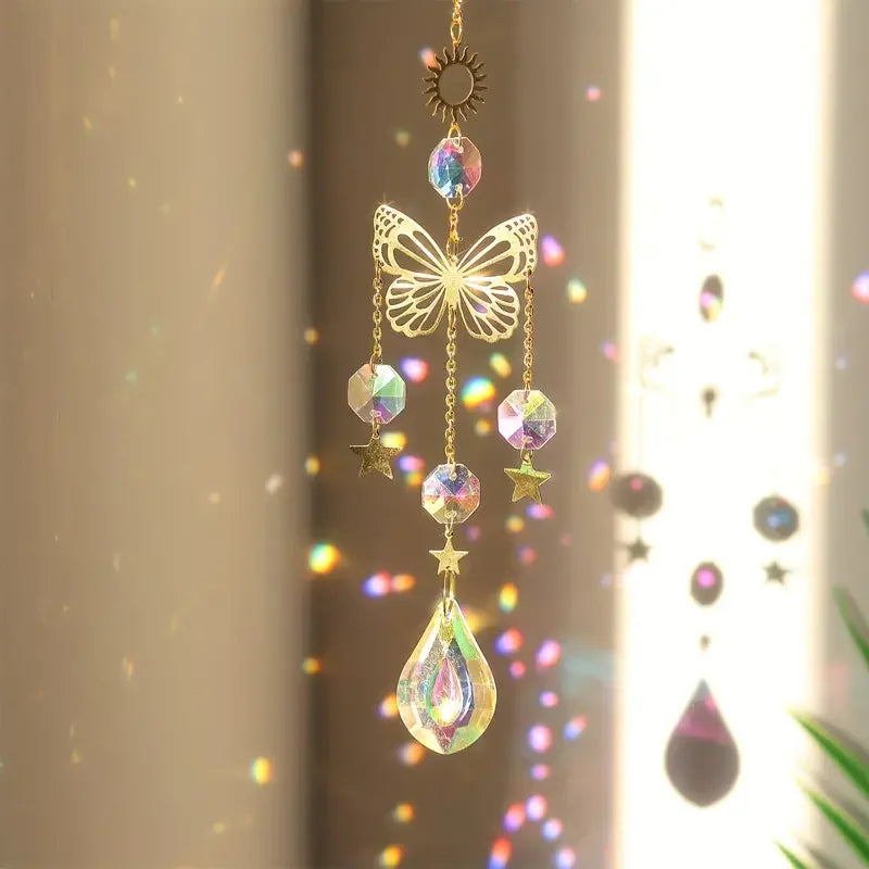 1 PC Butterfly Crystal Sun Catcher - Glass Prism Reflecting Lights for Home, Garden and Car Decor