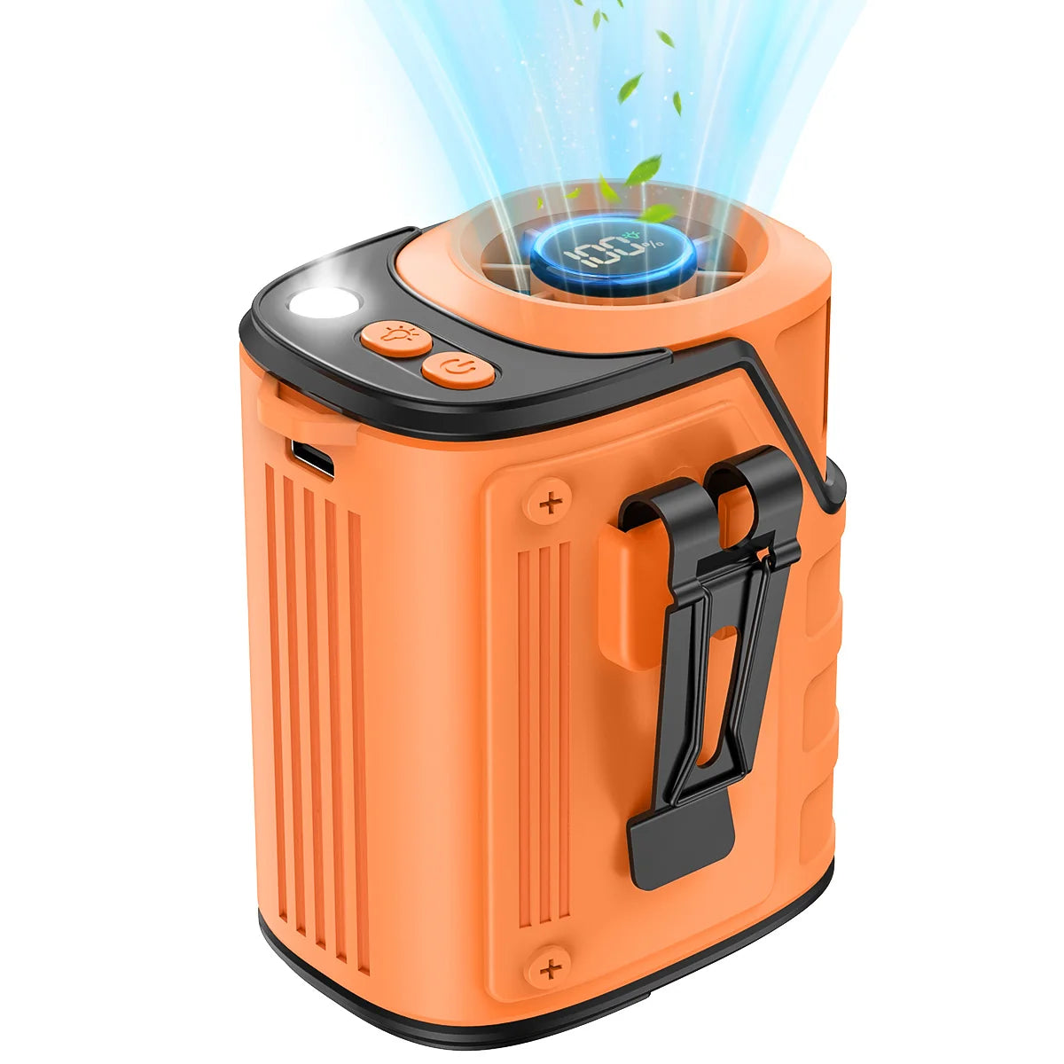 2026 3-in1 Waist Fan, Portable Fan, Handheld Fan, Neck Fan, Mini Fan, Desktop Fan, Can Be Used as an Emergency Power Bank, 5000mAh 10H Long Lasting, 100 Speed Adjustable, LED Flashlight & SOS Light, Flashlight, Type-C Recharg