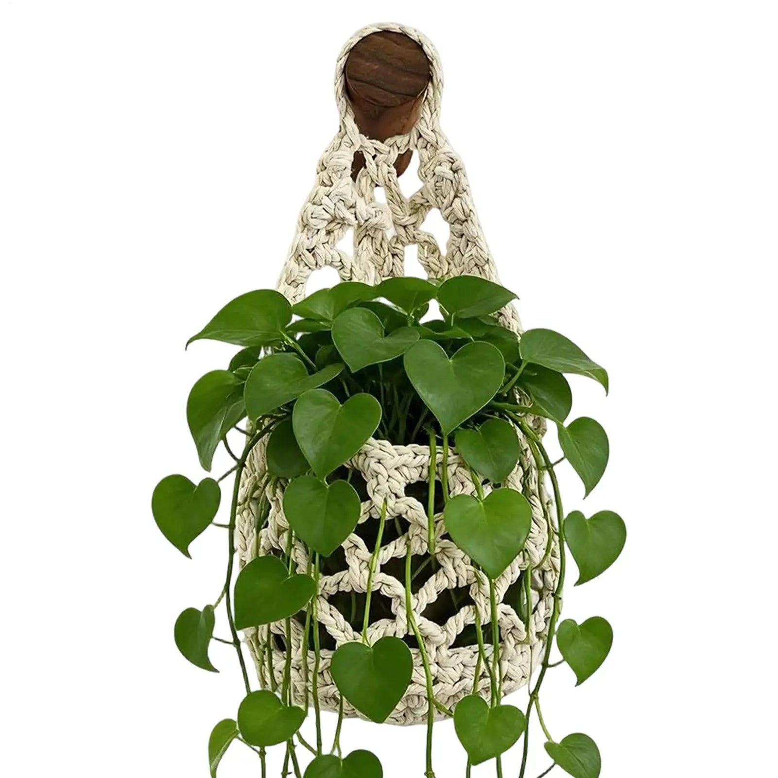 Boho Macrame Plant HangerBasket  for Succulents Cotton Rope Woven Hanging Basket with Net Pouch Home Decoration Organizer