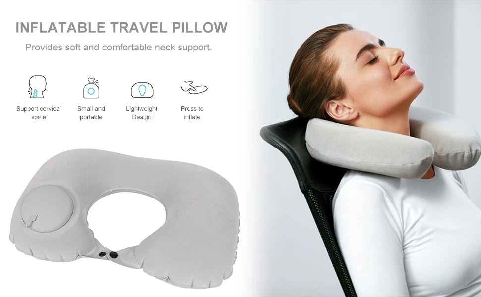 Travel Pillows Airplanes Inflatable Super Light Portable Neck Pillow U-Shape Automatic Inflatable Cervical Vertebr Pillow