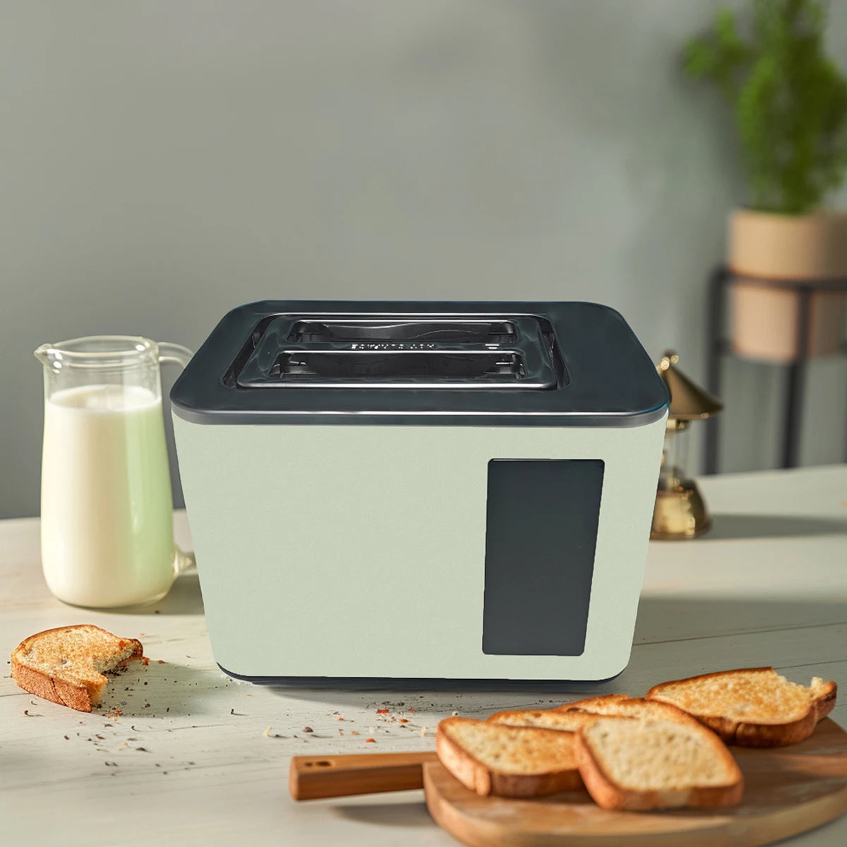 Toaster 2 Slice, Touch Control Screen, Smart Stainless Toaster, 6 Shade Setting, 6 Bread Selection, Countdown, Removable Crumb Tray, 900W,Household Appliances
