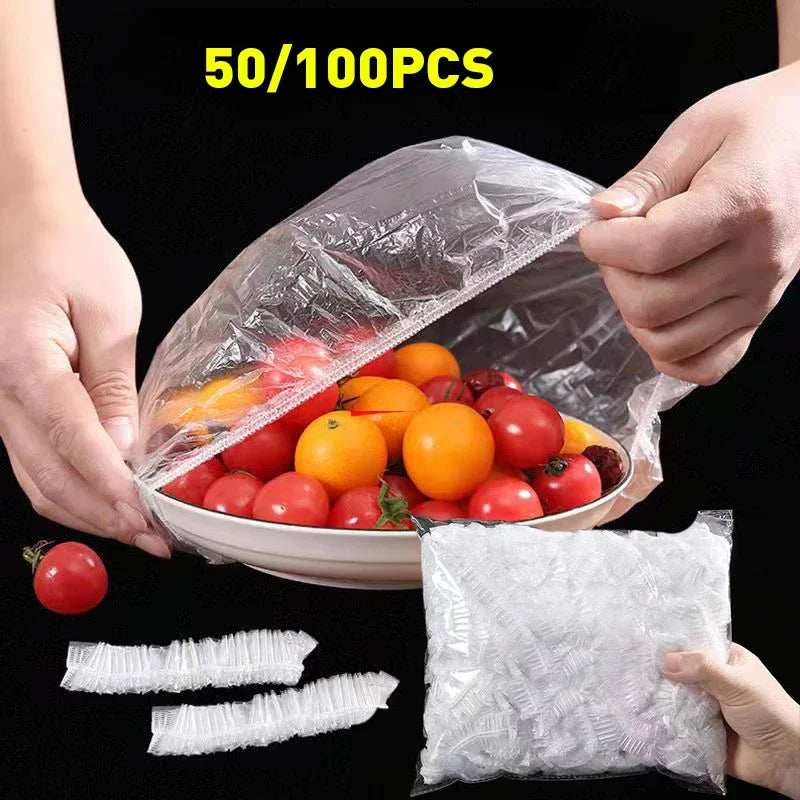 100Pcs Food Covers For Refrigerator Fresh-keeping Disposable Kitchen Plate Dustproof Cover Reusable Elastic Food Bowl Lid New