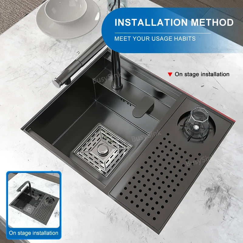 Mini Hidden Kitchen Sink Balcony Bar Apartment Household Save Space Stainless Steel Wash Dish Basin With Lid Small Single Slot