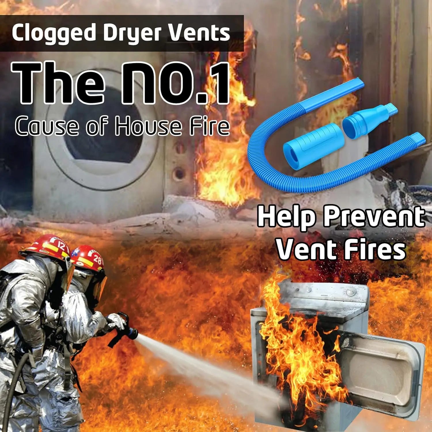 Vacuum Attachment for Dryer Vent Cleaning - Various Combinations for Lint Removal with Power Washer And Vacuum Hose to Efficiently Eliminate Lint