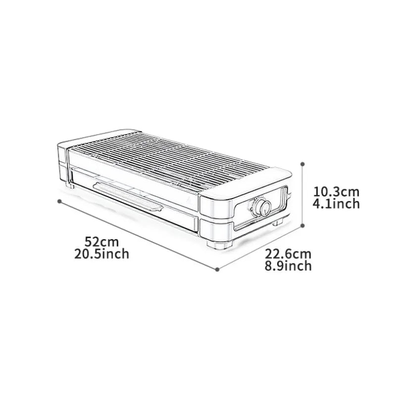 Stylish AMERZIS Stainless Steel Electric Grill for Indoor and Outdoor Use, 110-130V American Plug with Temperature Control and Removable Surface Brush, Ideal for Cooking Steaks and Vegetables