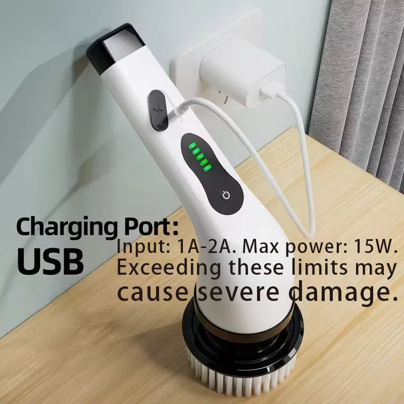 Multifunctional Wireless Electric Spin Scrubber, Cordless Rotating Cleaning Brush for Bathroom, Kitchen, Window & Car Use.