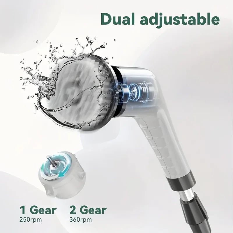 Electric Spin Scrubber – Cordless Shower Cleaner with 9 Brush Heads & Extendable Handle for Bathroom, Tub & Tile