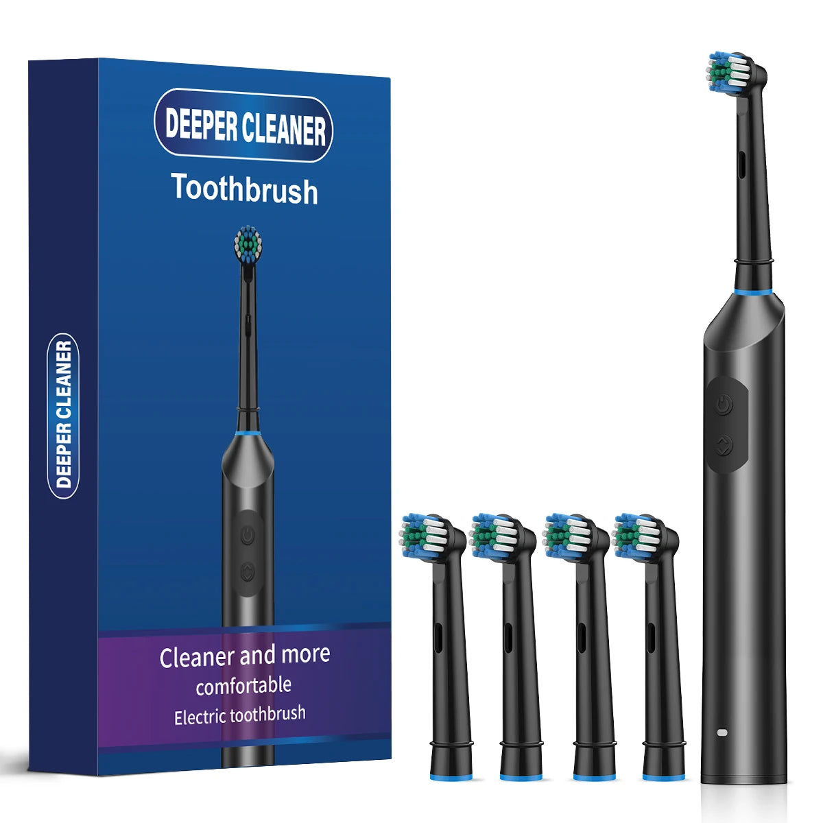 Electric Toothbrush for Adults with 5 Modes, Rotating Rechargeable Power Toothbrush IPX7 Waterproof, USB Heads for Home Travel