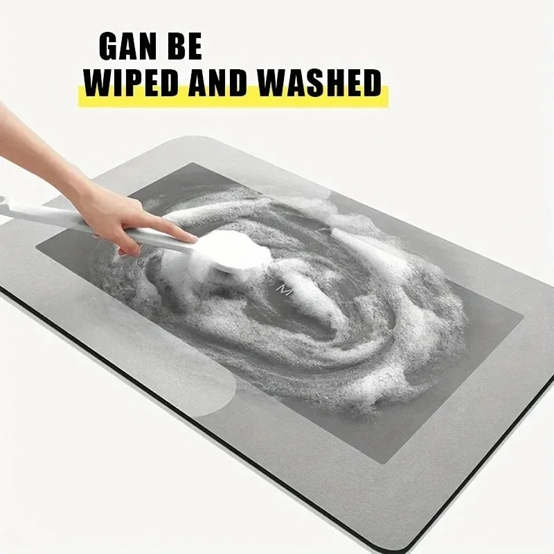 Diatomaceous Earth Bath Mat, Super Absorbent Non‑Slip Fast Drying Floor Mat for Shower Bathroom Bedroom Kitchen Laundry RV
