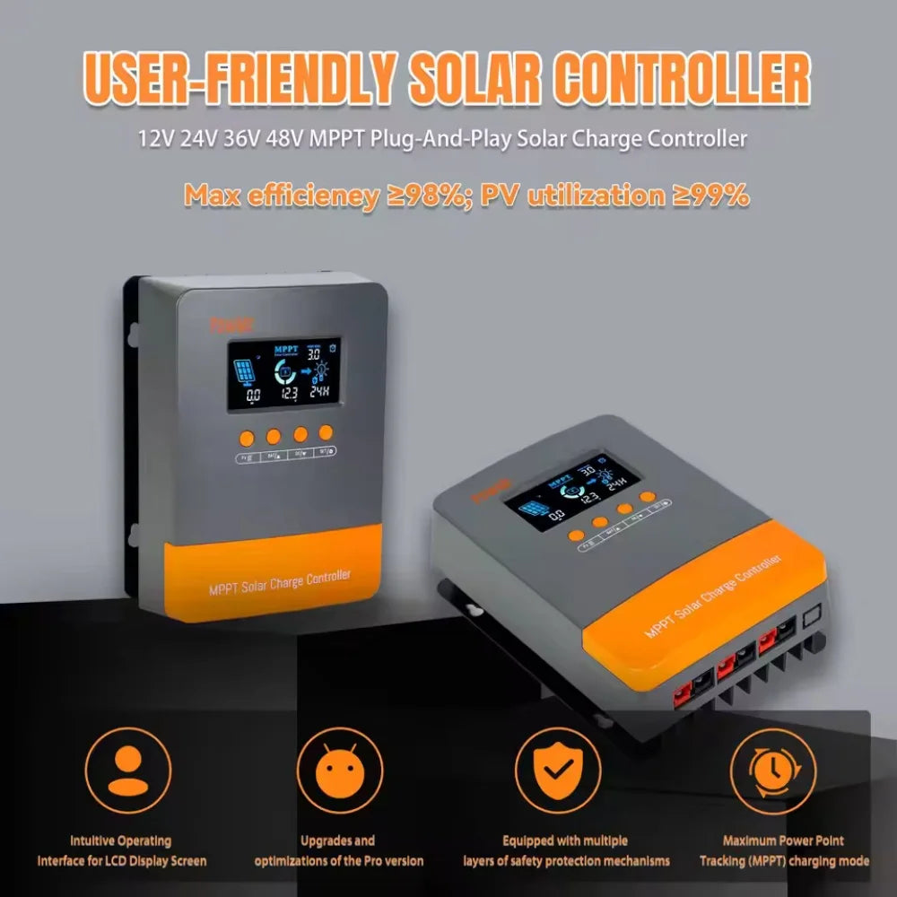 PowMr 12V 24V 36V 48V MPPT Solar Charge Controller PV160V 60A Auto Support up to 12 parallel connections for Solar Home System