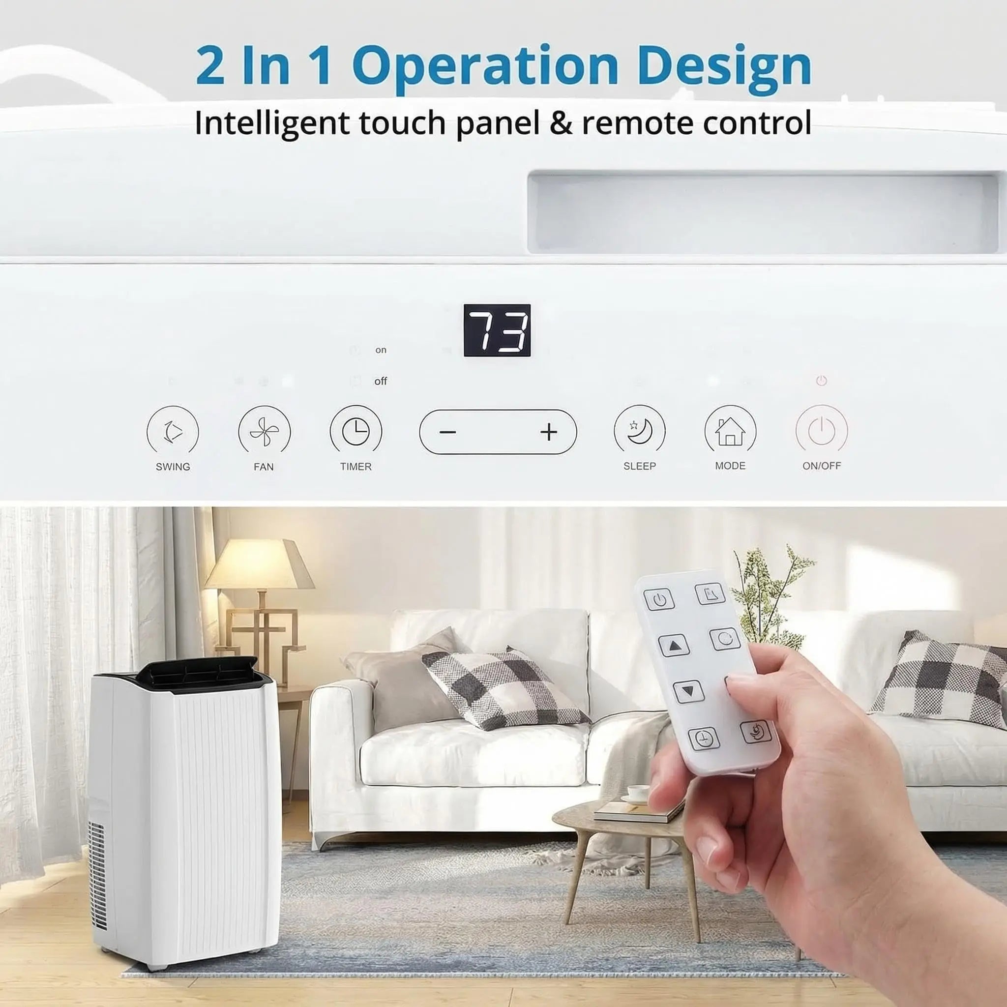 14000 BTU Portable Air Conditioner, 3 In 1 AC Unit with Fan, Dehumidifier & 48dB Quiet,Remote Control, Cools up to 750 Sq.Ft,24H Timer,Window Kits Included for Room Indoor Office & Dorms