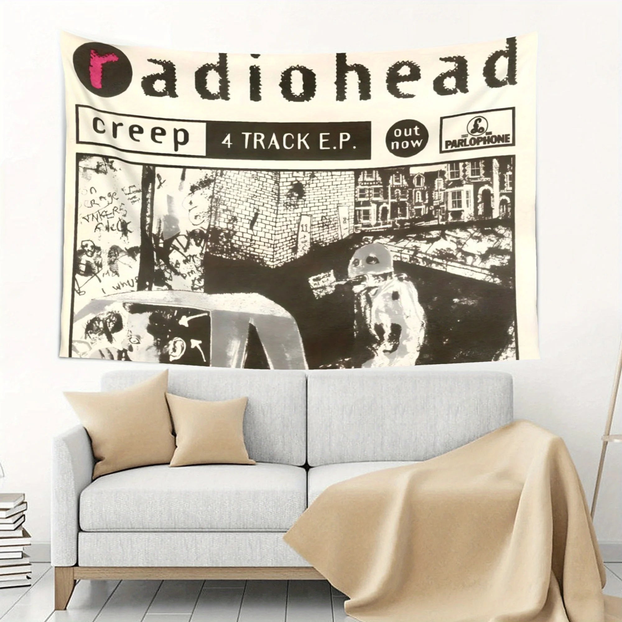 VIKAMA Radiohead Radio Head Tapestry Rock Band Surrounding Background Cloth Music Hanging Cloth Room Decoration Home Decoration