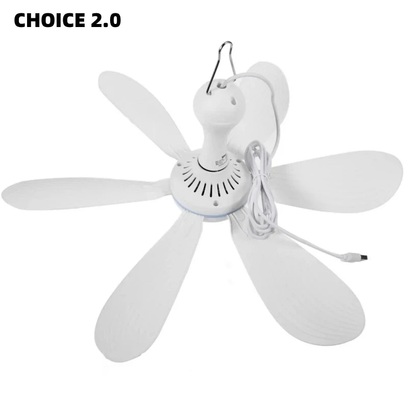USB Fan Silent 6-blade Ceiling Fan 4-speed Hanging Fan for Camping Bed Camping Outdoor Hanging Camper Tents
