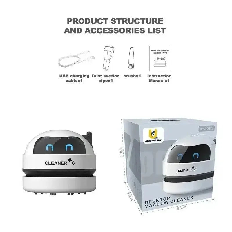Mini Desktop Vacuum Cleaner Handheld Wireless Cleaner Portable Desktop Sweeper Office Home Cleaning Tools Pencil Eraser Crumbs