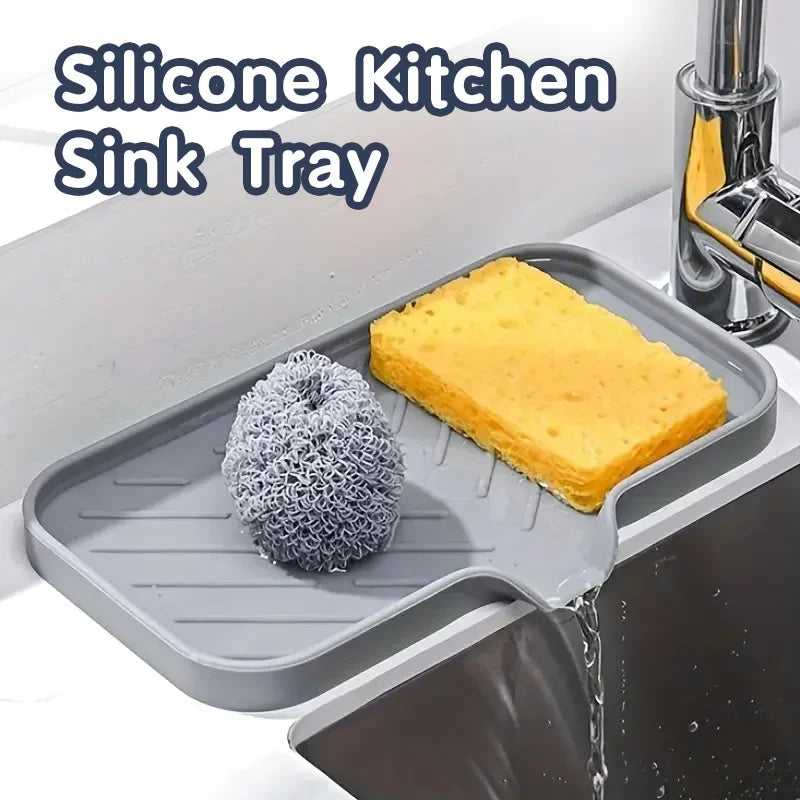 Silicone Faucet Mat Kitchen Sink Tray Soap Dispenser Sponge Drain Pad Sink Spadrying Mat Countertop Storage Tray Soaptray