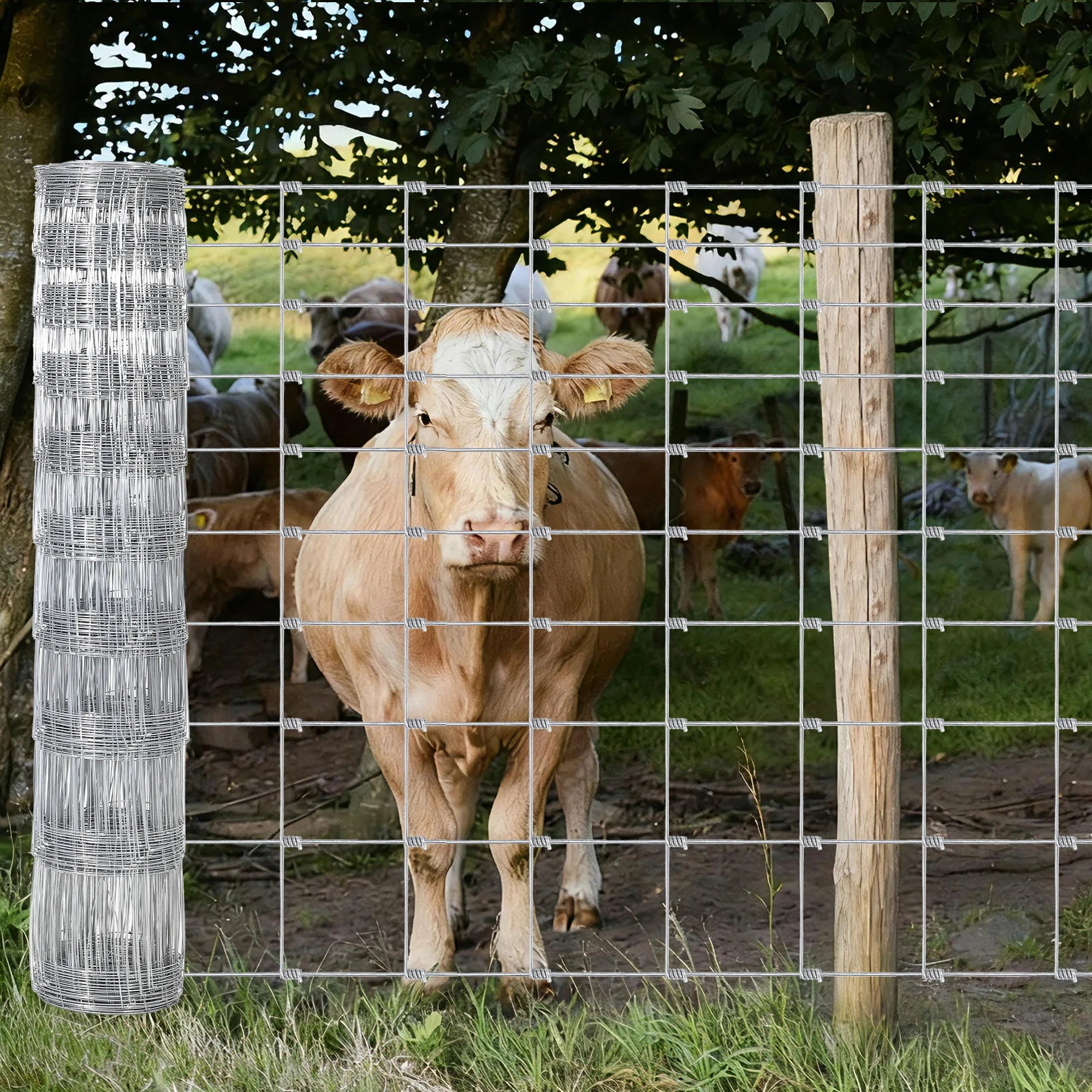 Livestock Fence, Galvanized Wire Fencing, Cattle Farm Fence, Heavy Zinc Coated Deer Goat Cattle Fence for Farm Yard Livestock Protection