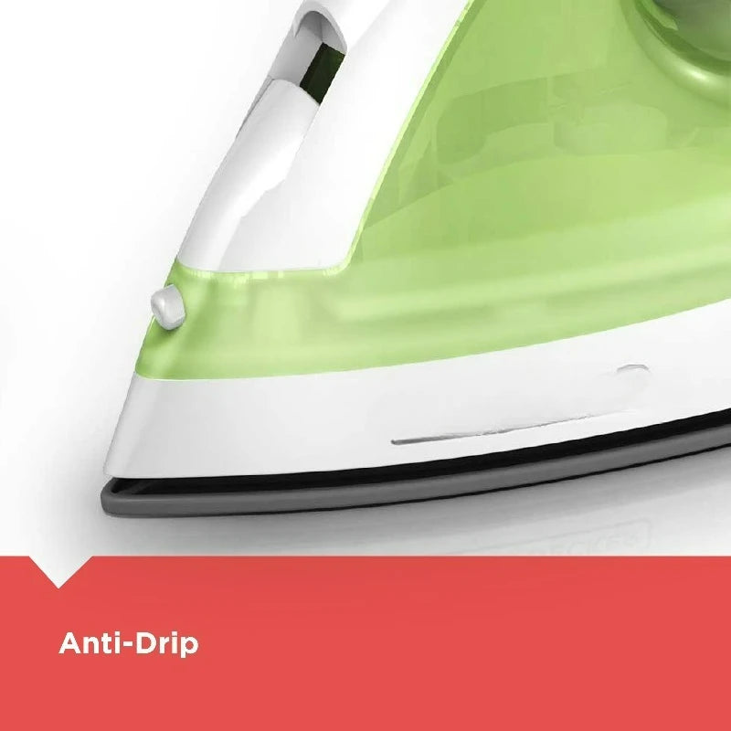 Easy Steam Iron for Clothes, Smart Steam, 1200W, TrueGlide Nonstick Soleplate, Auto Shut-Off, Anti-Drip, Green & White