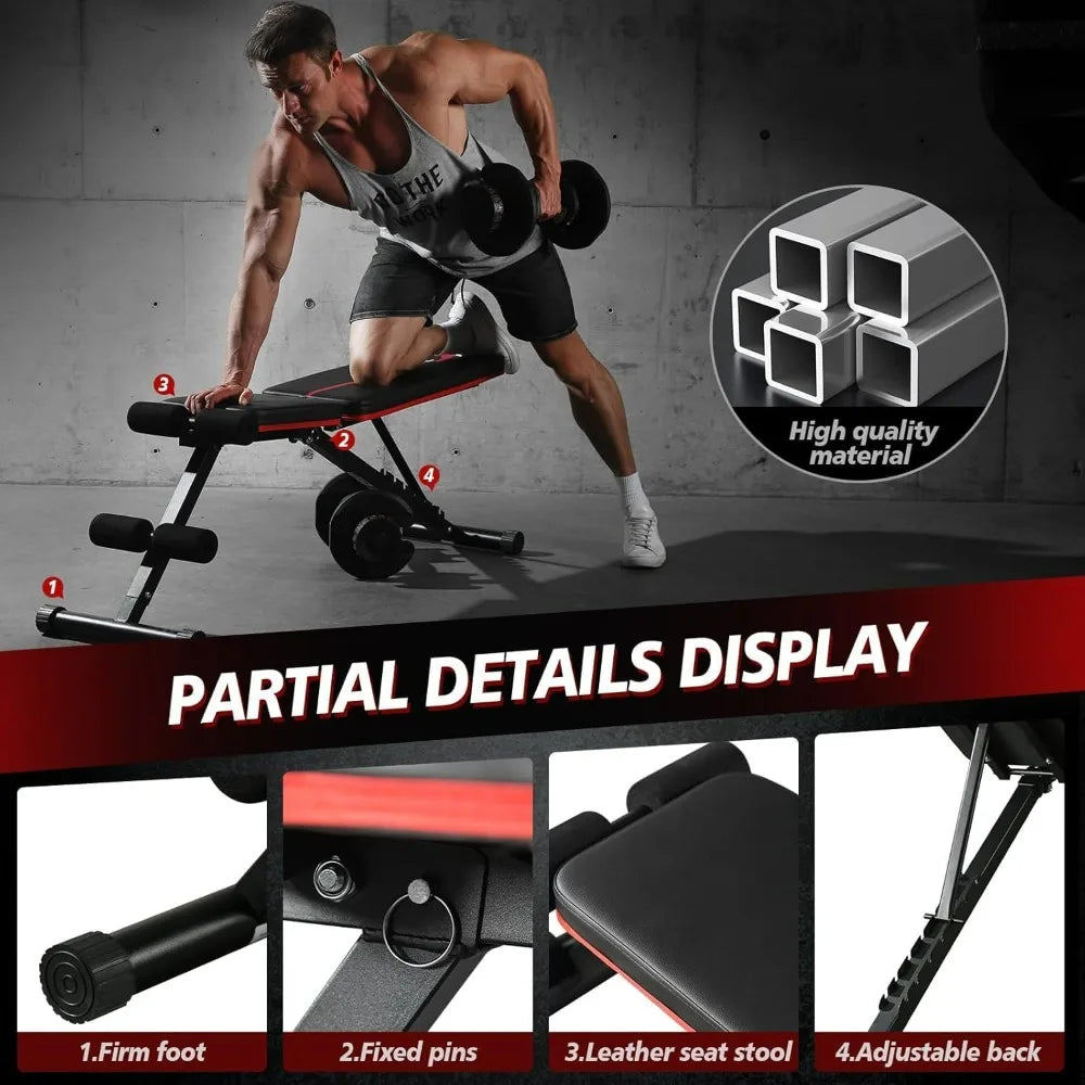 Orinar Adjustable Weight Bench Press Incline Decline Strength Training Bench Full Body Gym Workout Benches for Home Gym Fitness