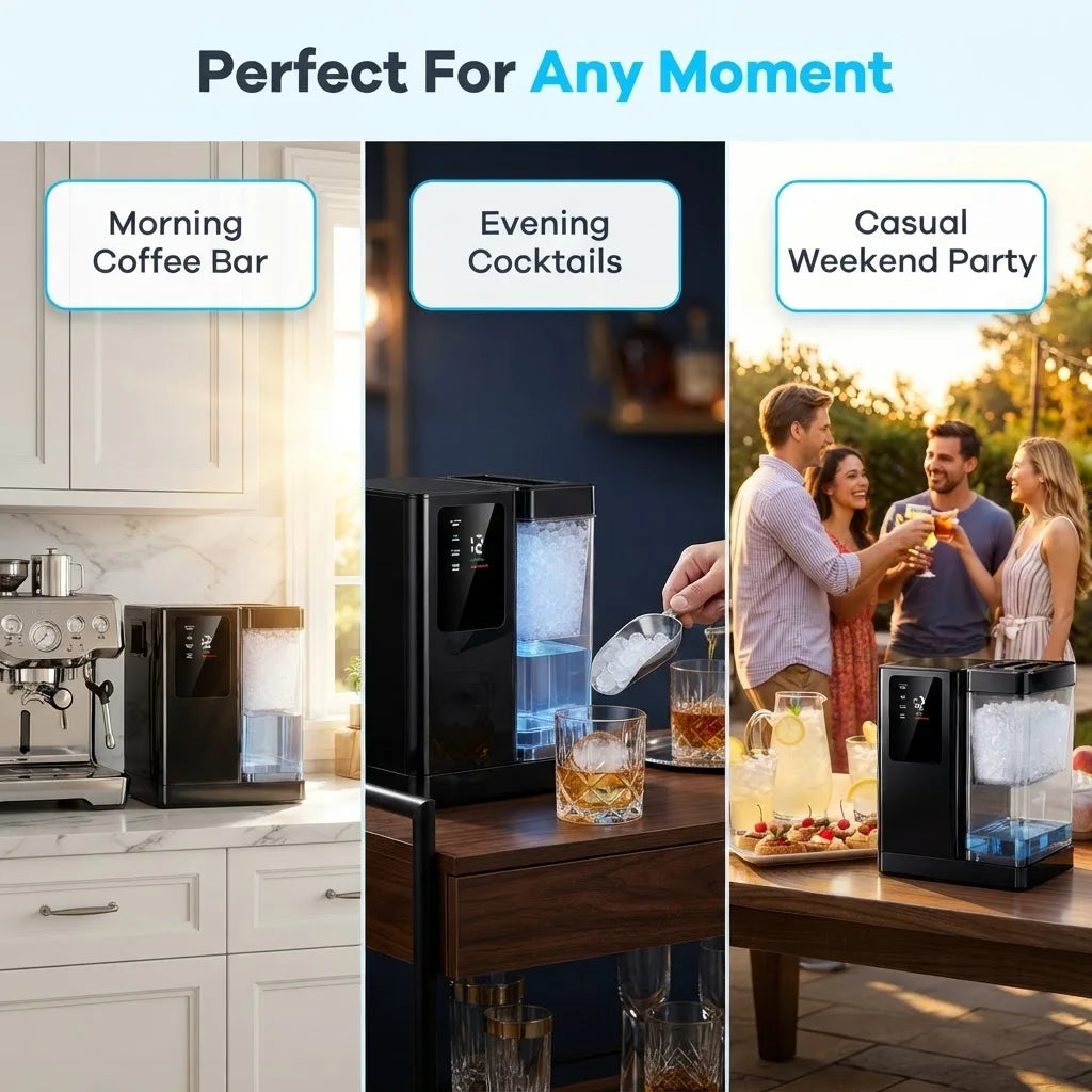 Silonn Countertop Nugget Ice Maker 40Lbs/24H Fast 8M Ice Making 3.2QT Large Water Tank Portable Self Cleaning Ice Machine with 12H Timer for Kitchen Home Summer Party Camping