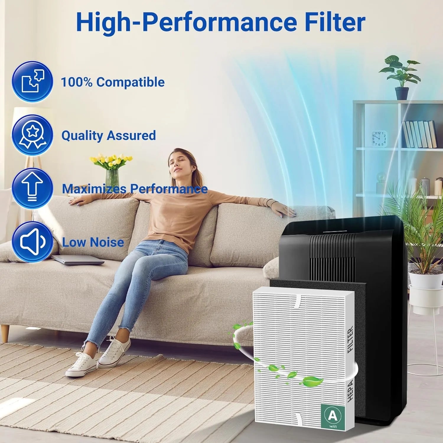 115115 Filter For Winix Plasmawave Air Purifier C535 5300 5300-2 6300 6300-2 P300 AM90 C909 9800, 1 Pcs HEPA Filter 4 Pcs Carbon