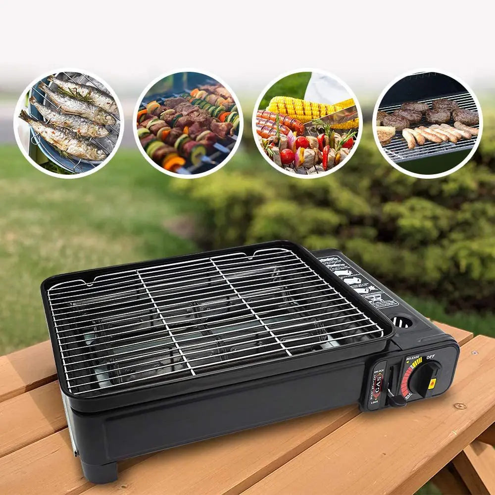 Portable Camping Barbecue Grill Outdoor Butane Gas Stove Smokeless Meat Grill Home Use(No gas))