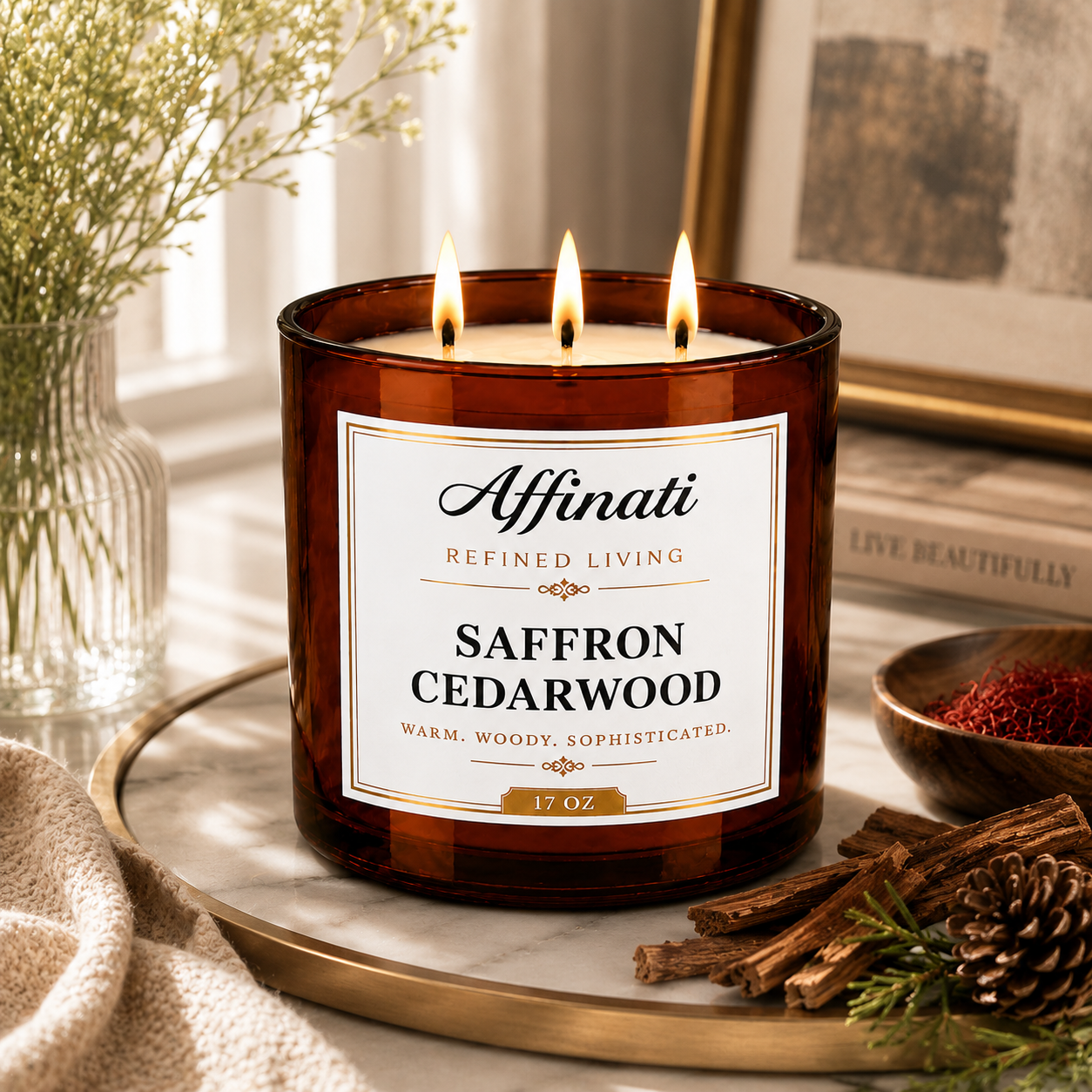 Saffron Cedarwood 3-Wick Candle