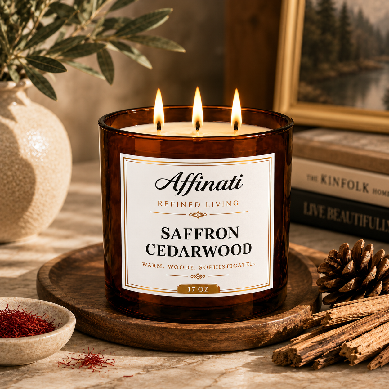 Saffron Cedarwood 3-Wick Candle