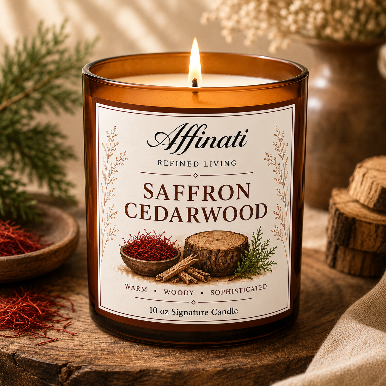 Saffron Cedarwood Signature Candle