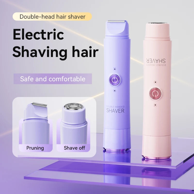 Women's Dual Head Electric Trimmer Portable Body Hair Shaver Private Area Hair Remover Rechargeable Ladies Grooming Device