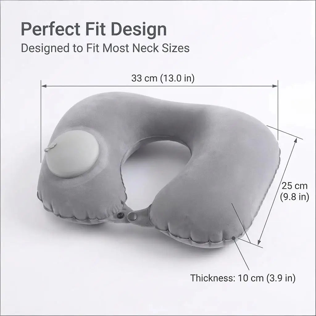 Portable Inflatable Neck Pillow for Travel Neck Support Pillow Soft Foldable Travel Headrest for Flights Cars Trains