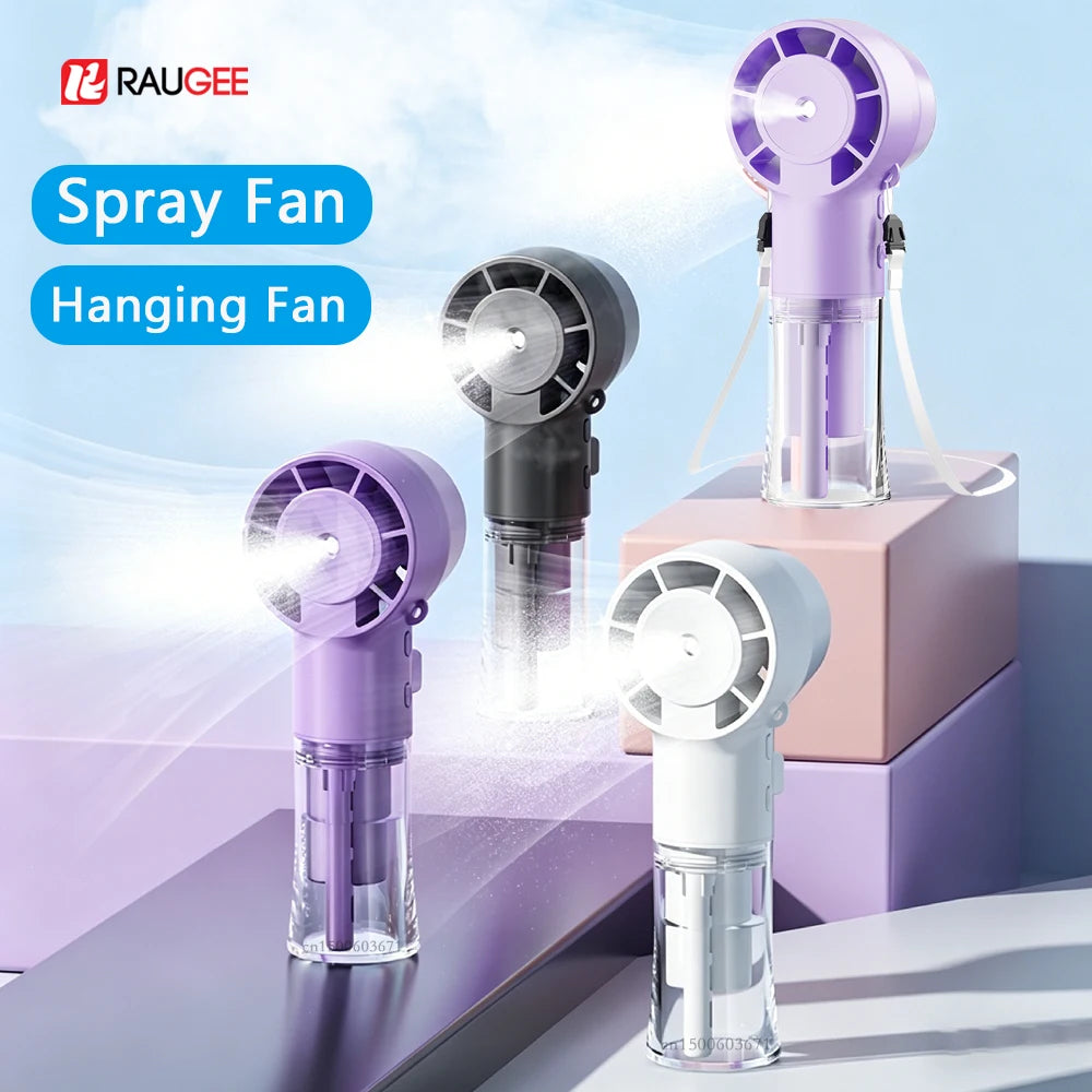 Portable Mini Humidifier Fan Neck Hanging Spray Fan Handheld Water Mist Fan Rechargeable Personal Hand Fan With Water Spray