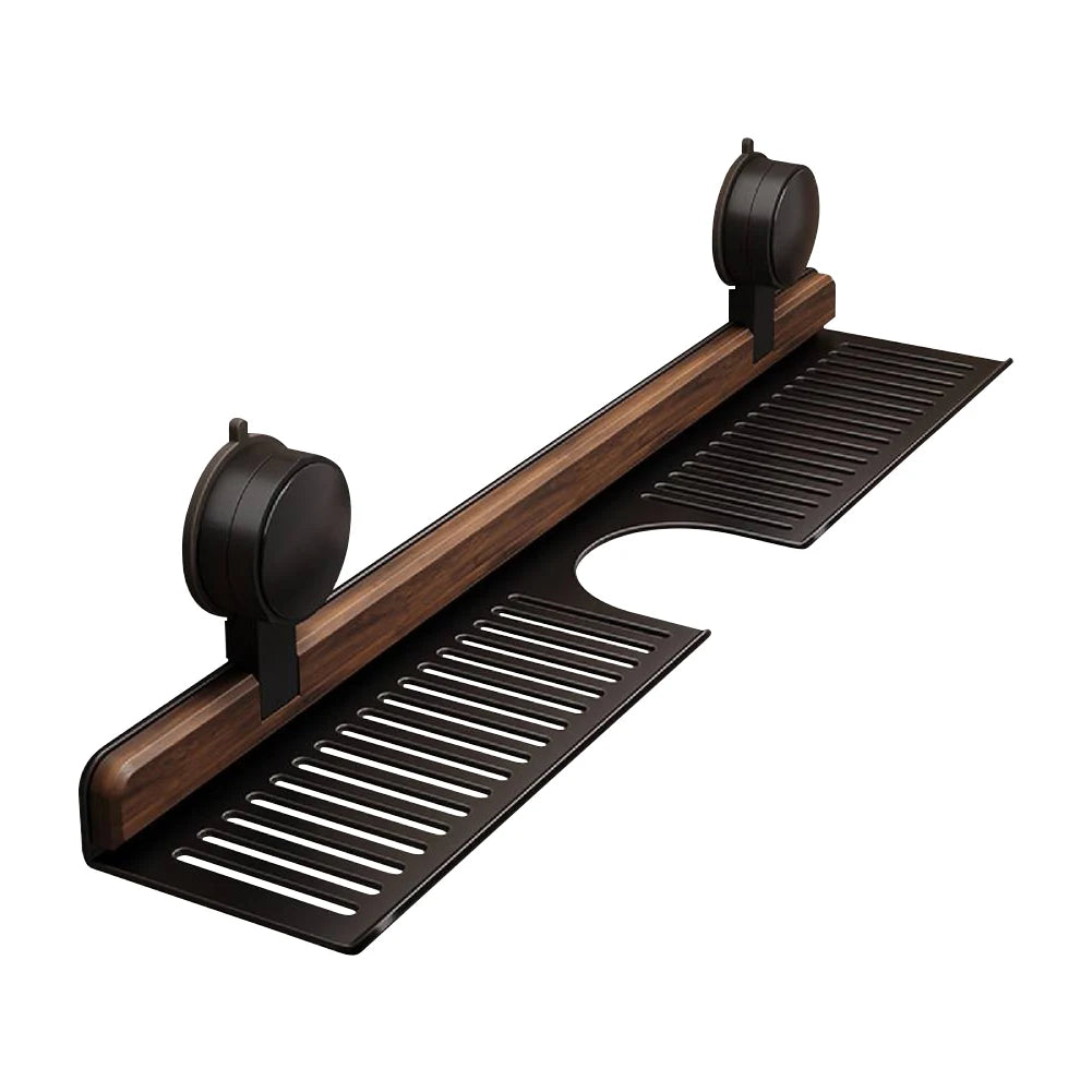 Walnut Suction Cup Bathroom Shelf Faucet Organizer Rack Wall Mounted Sink Shelf Bathroom Accessories