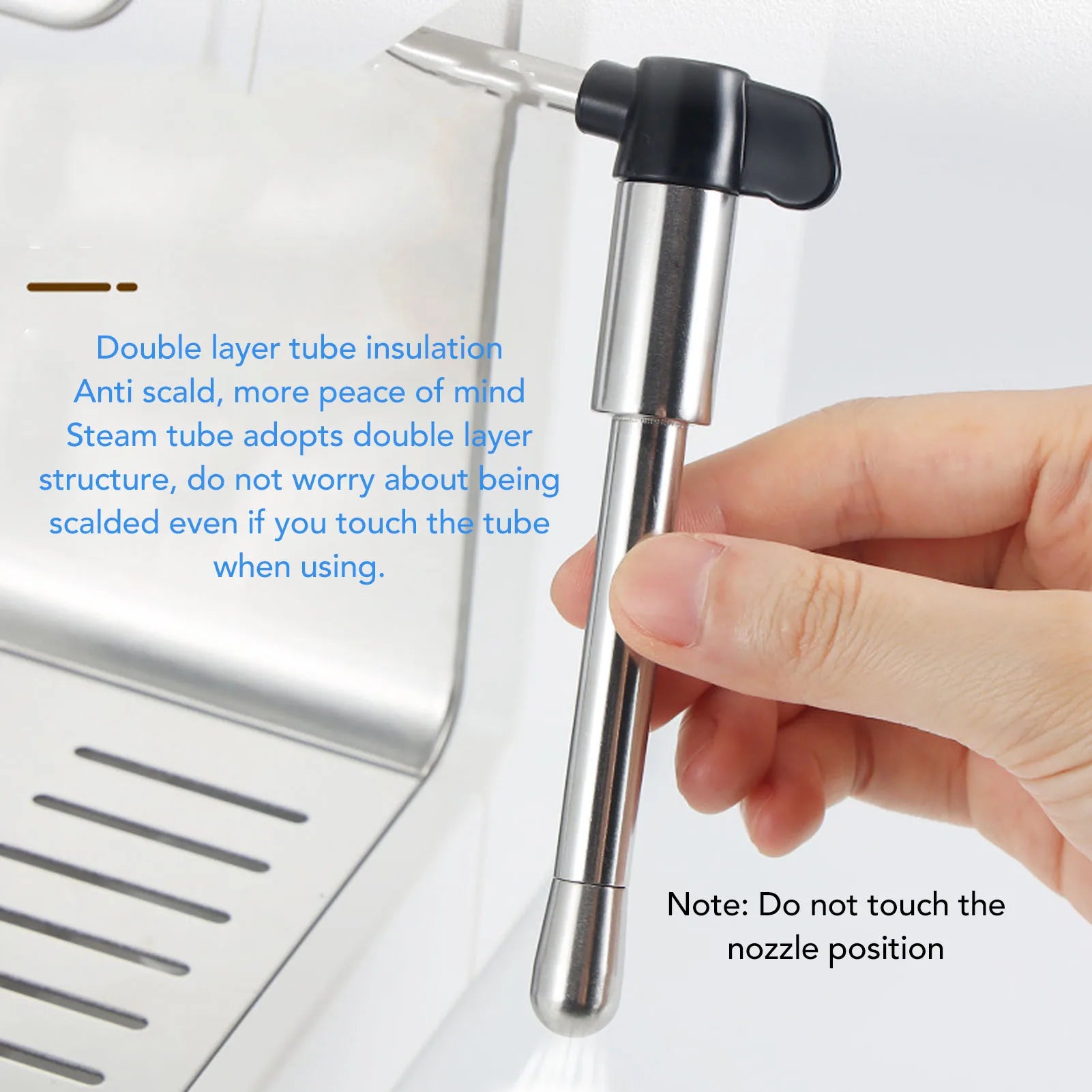 Coffee Machine Steam Spout Coffee Machine Steam Wand Stainless Steel Coffee Maker Steam Spout Nozzle Tip Replacement for EC685