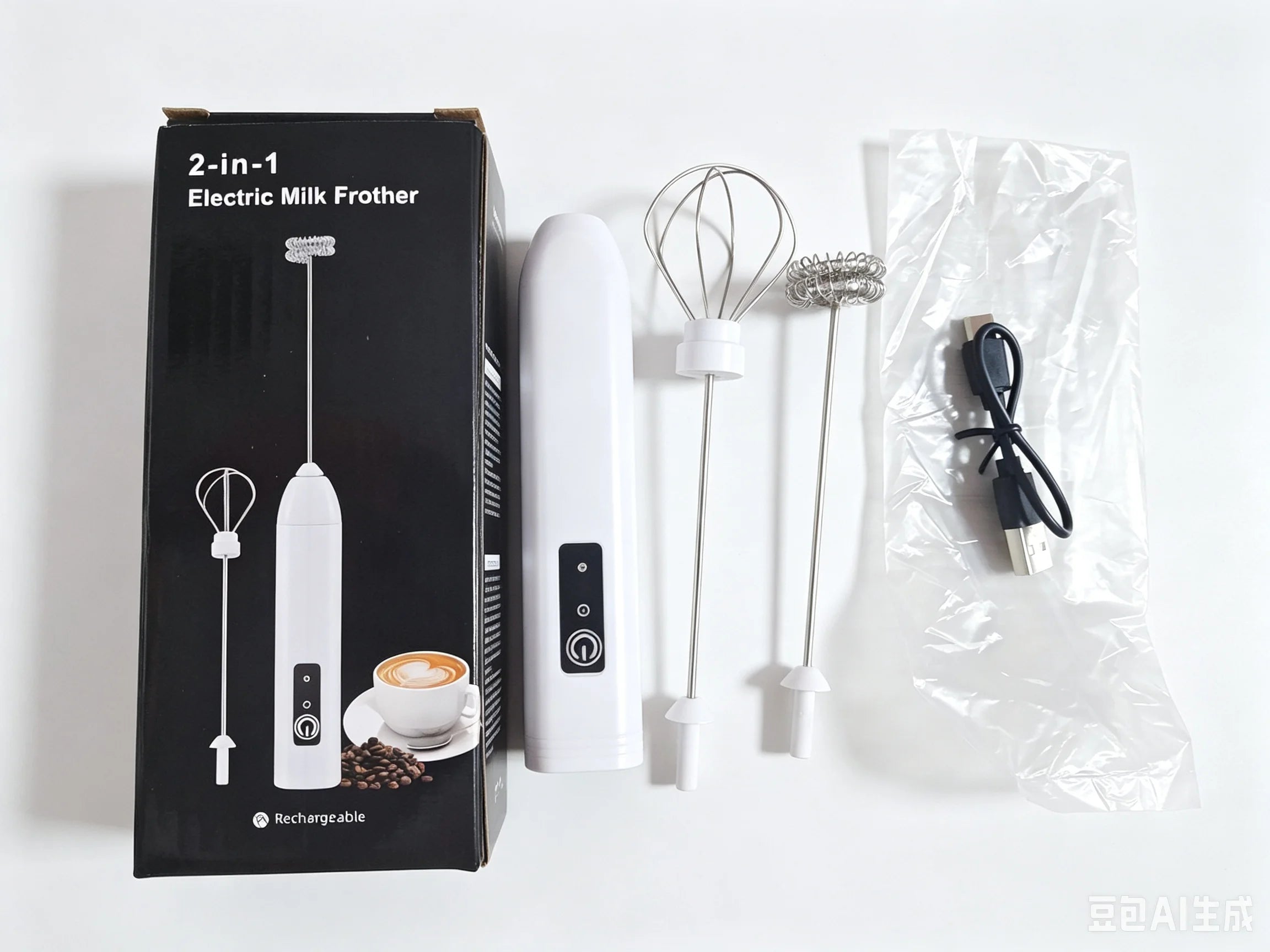 TINSOL USB Rechargeable Handheld Milk Frother, 3-Speed Coffee Milk Frother, Electric Mixer, Stainless Steel Cream Whisk