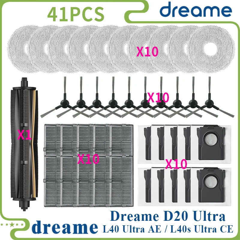 Fit For ( Dreame L40 Ultra AE / Dreame L40s Ultra CE / Dreame D20 Ultra ) Vacuum Parts Main Side Brush Filter Mop Cloth Dust Bag