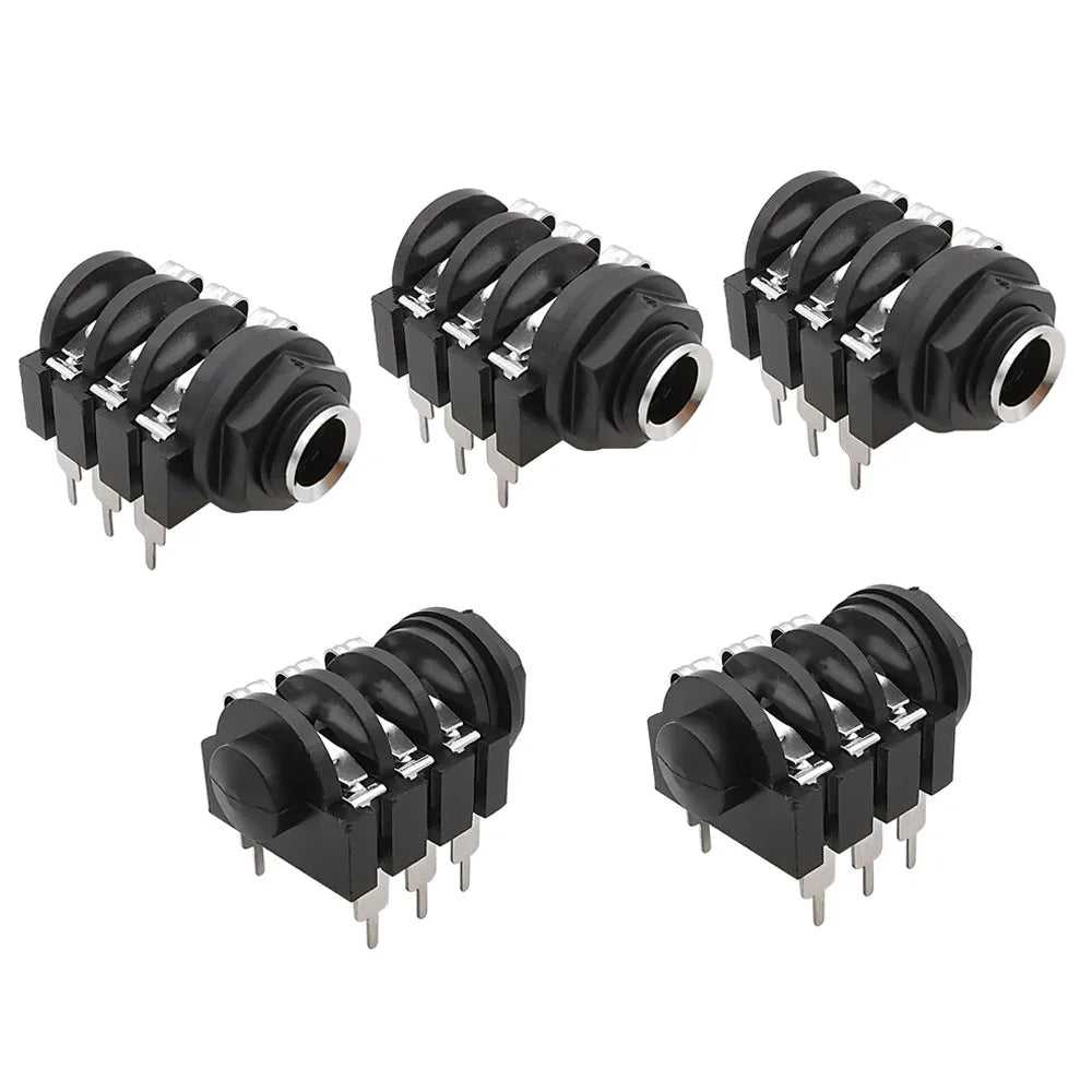 1/2/5/10Pcs 6.35mm Jack 1/4" 6Pin Stereo Female Headphone Socket Audio Plug Microphone Jack Thread PCB Panel Mount Connectors