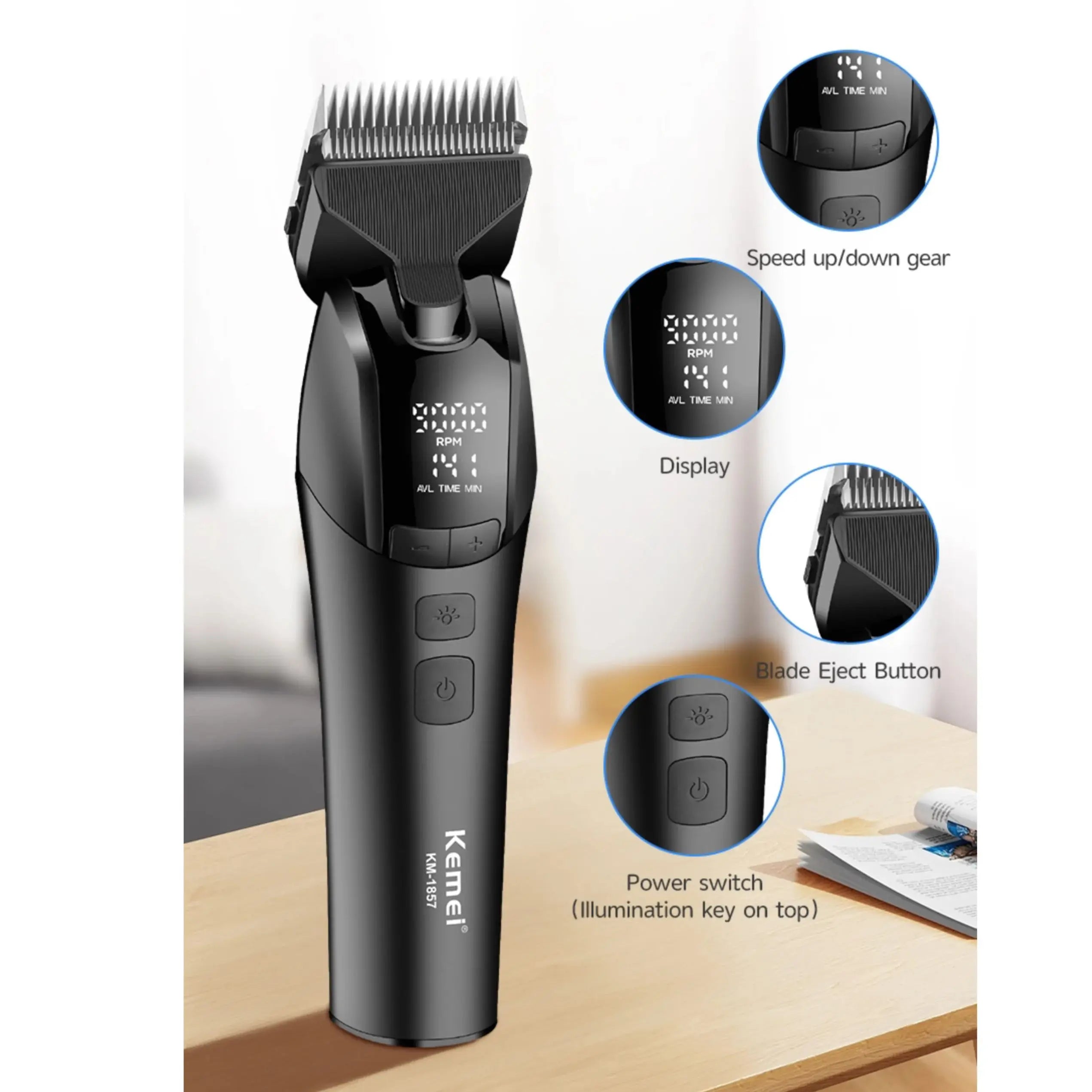 kemei 1857 professional pet dog grooming clipper electric rechargeable cat hair shaver dog hair trimmer 10W animal hair clipper