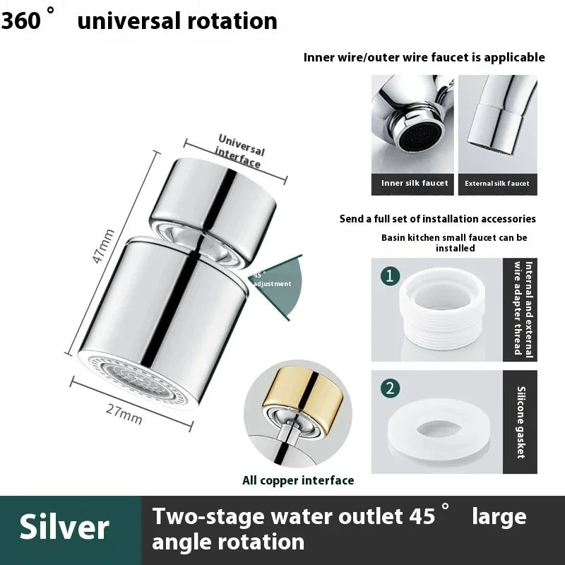 360° Basin Faucet Adapter Do Kranu Spray Filter Accessory Kitchen Sink Splash 2 Rotary Adjustable Washbasin Proof Shower Kitchen
