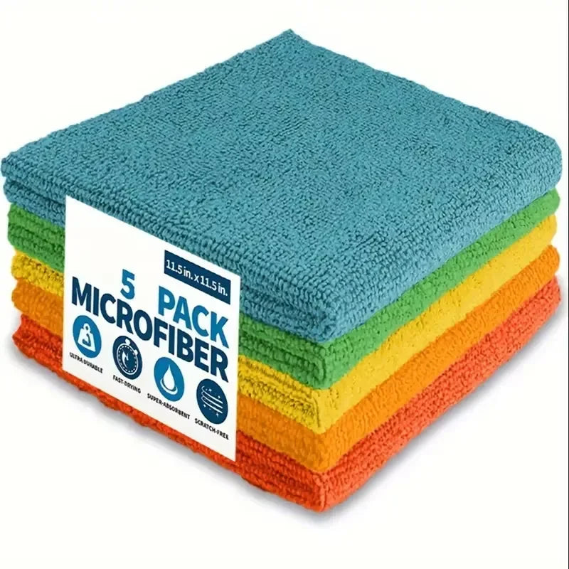 5/10/20/50pcs Microfiber Cleaning Cloth, Dishwashing Cloth Household Rag Kitchen Bathroom Cleaning Towel Durable Absorbent Towel
