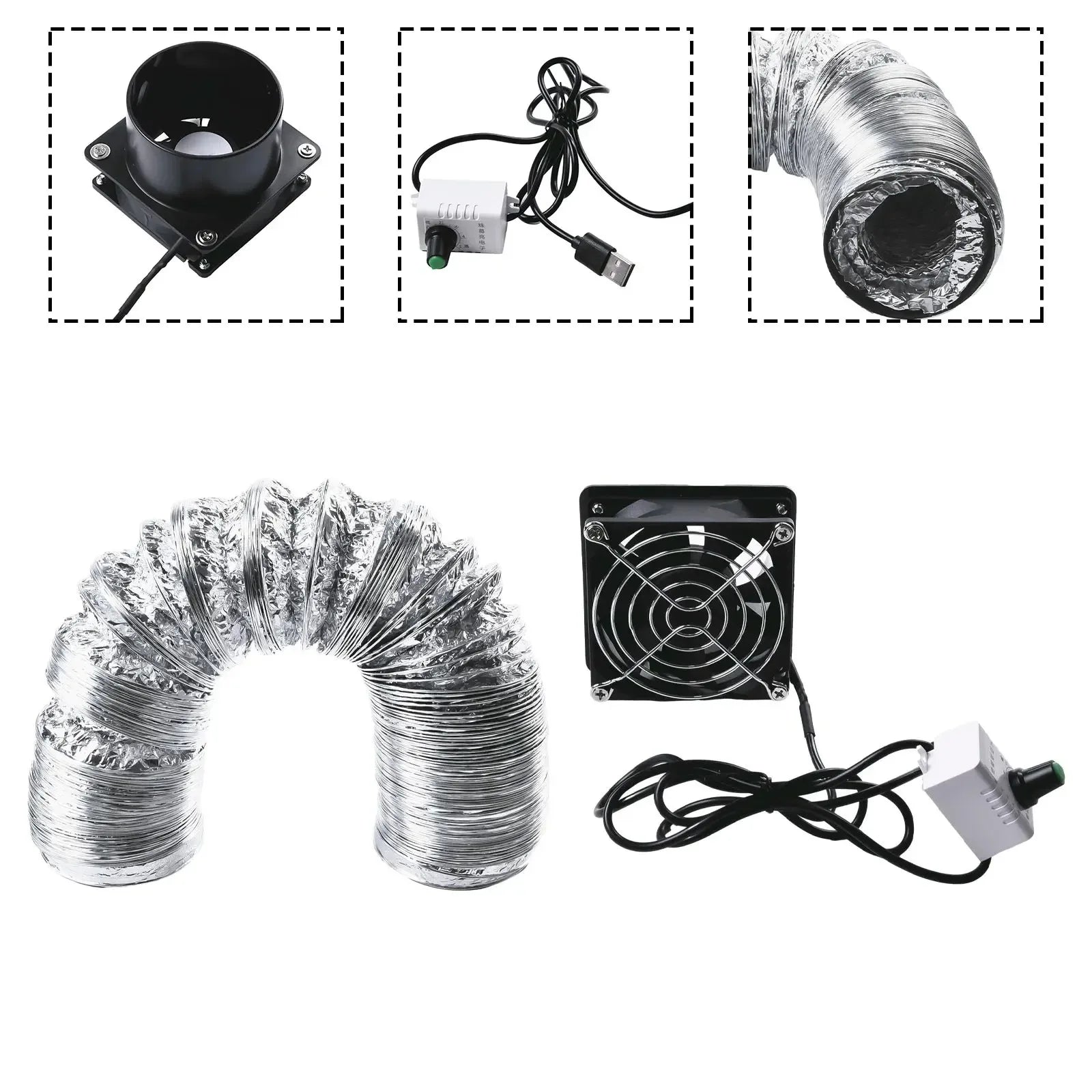 High-Performance Ventilation Fan with Powerful Suction and Plastic Duct Pipe for Effective Smoke and Dust Extraction System