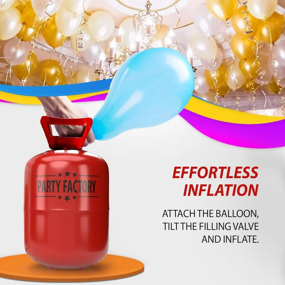 Party Factory 106 liq.gal Helium Tank Disposable Cylinder Bendable Valve For 50 Latex LED Foil Balloons Party Birthday Decor