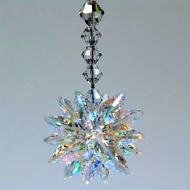 1PC Sparkling Glass Suncatcher Crystal Star Hanging Ornament for Window & Office Decor - Ideal Anniversary Gift for Her/Him