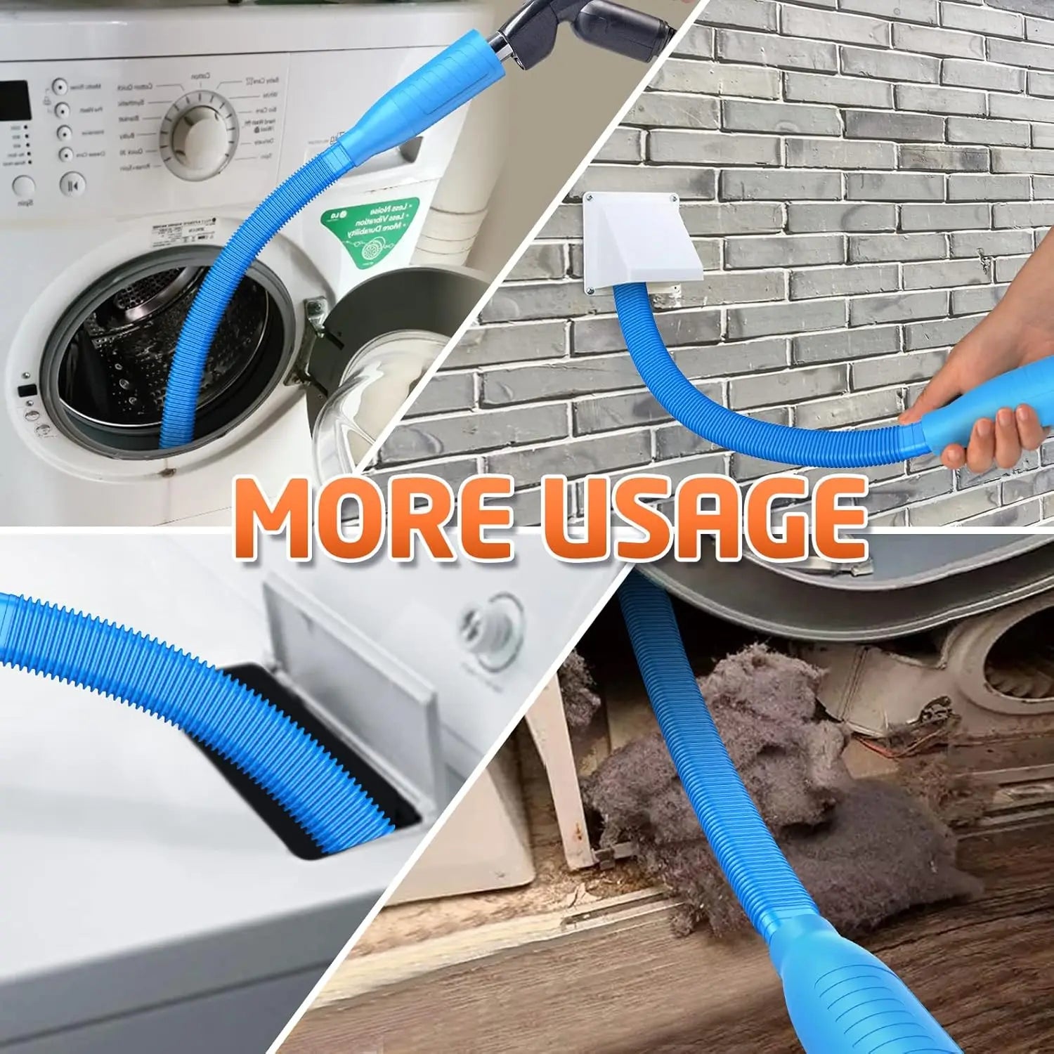 Vacuum Attachment for Dryer Vent Cleaning - Various Combinations for Lint Removal with Power Washer And Vacuum Hose to Efficiently Eliminate Lint