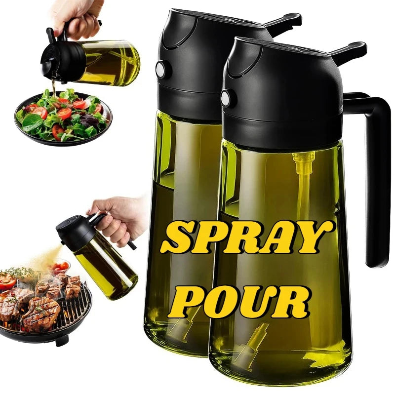 Olive Oil Dispenser Plastic Bottle for Kitchen Gadgets Air Fryer Accessories Olive Oil Sprayer Cooking Light-Blocking Dark Green