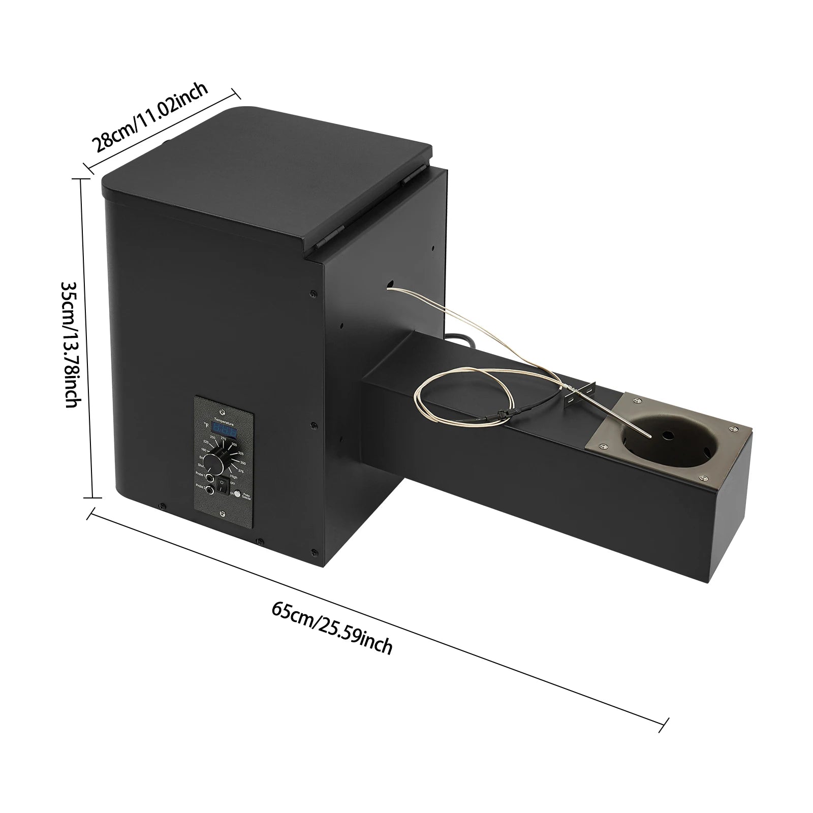 Pellet Smoker Hopper Assembly Kit, Precision Temperature Control 180-450℉ Dual-Functional Wind Mechanism for Yard Garden Camping